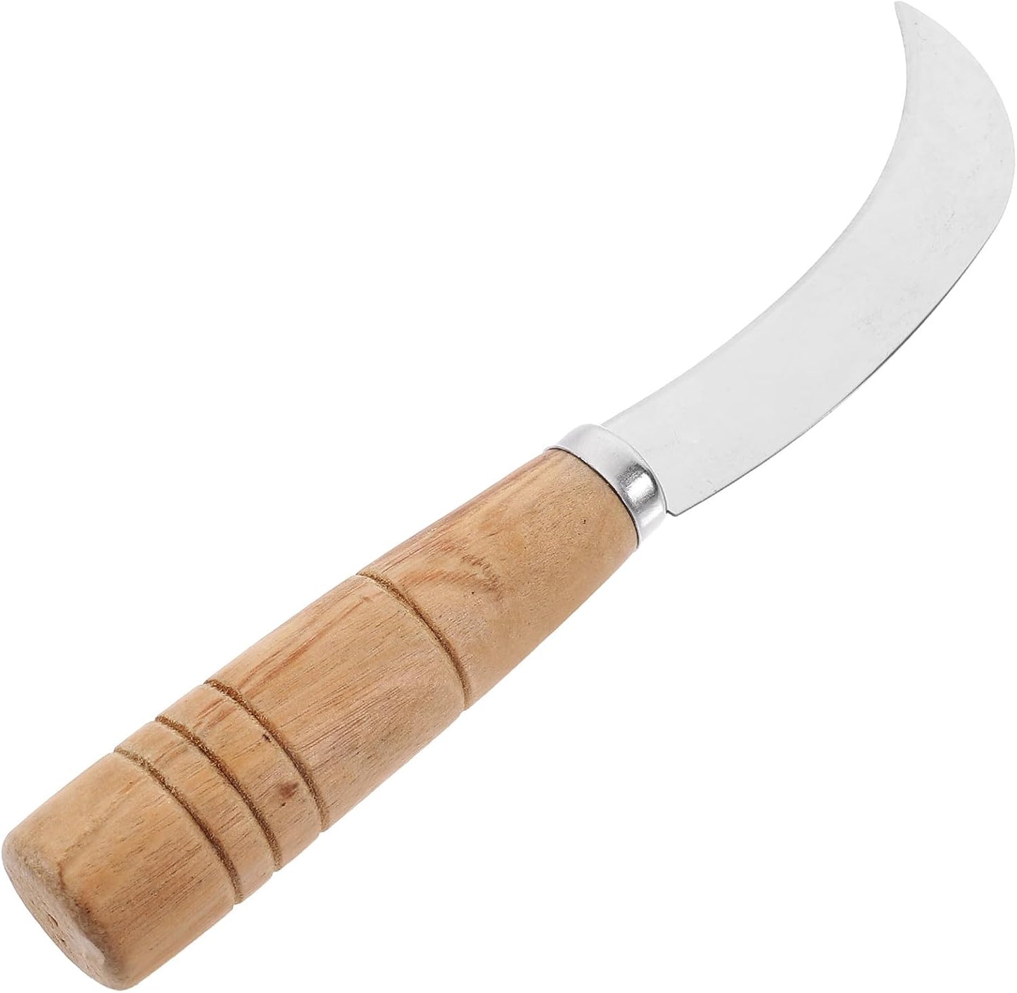 Abaodam 7Inch Stainless Steel Curved Fruit Knife, with Wooden Handle for Peeling and Cutting Pineapple Banana and Tropical Fruits Kitchen Tool