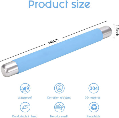 Rolling Pin Dough Roller for Baking with Thickened Non Stick Silicone Metal Handle Rolling Pin Stainless steel Fondant Roller Pin Cookie Pastry Kitchen Accessories 13.8 X 1.5 Inches