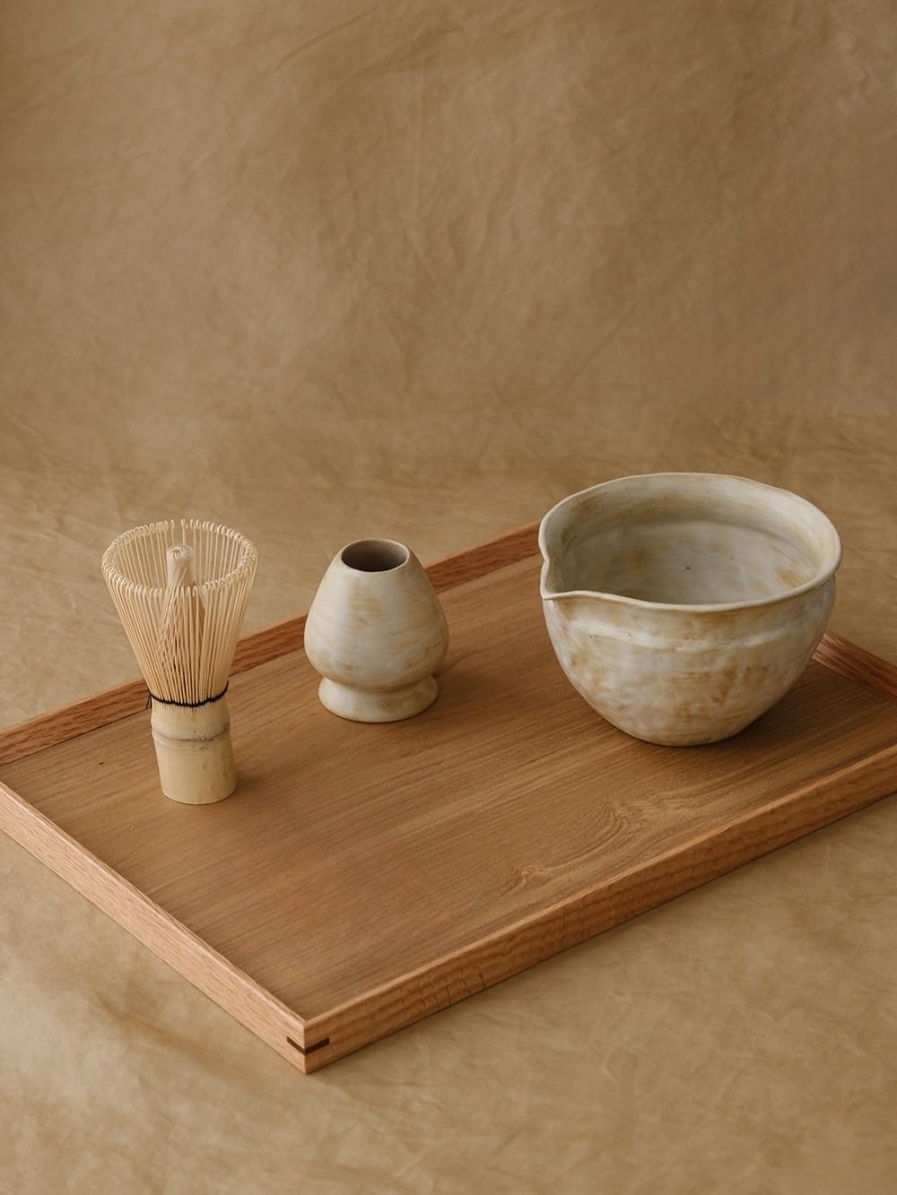 6-pcs Japanese Matcha Whisk Set with Handmade Wabi-Sabi Ceramic Bowl(Chawan),Bamboo Chasen, Whisk Holder, Scoop, Sifter & Tea Towel,Matcha Ceremony Kit,(Sandstone Reactive Glaze)