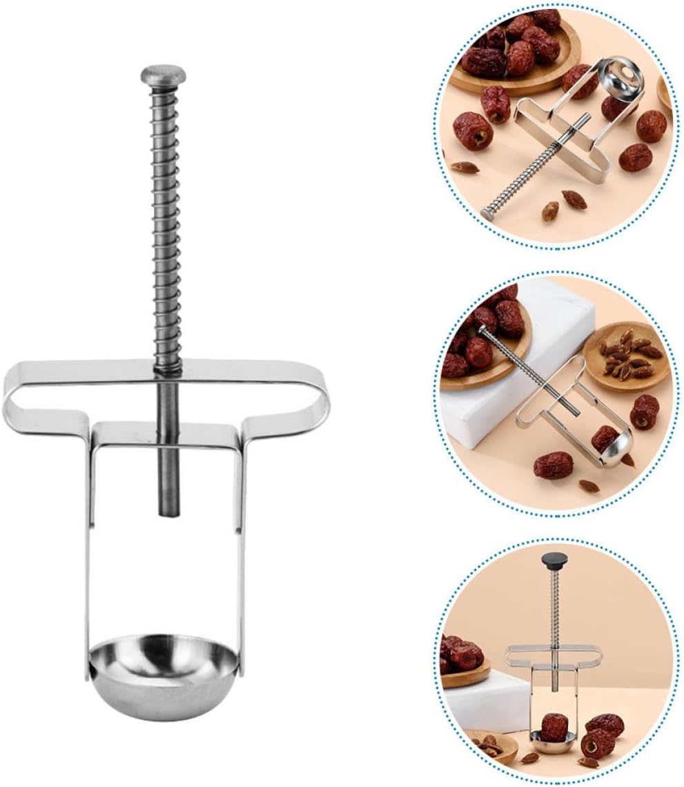 UKCOCO Manual Stainless Steel Cherry Pitter and Fruit Core Remover Tool, Small Multi-function Red Date and Core Removing Gadget for Kitchen Use
