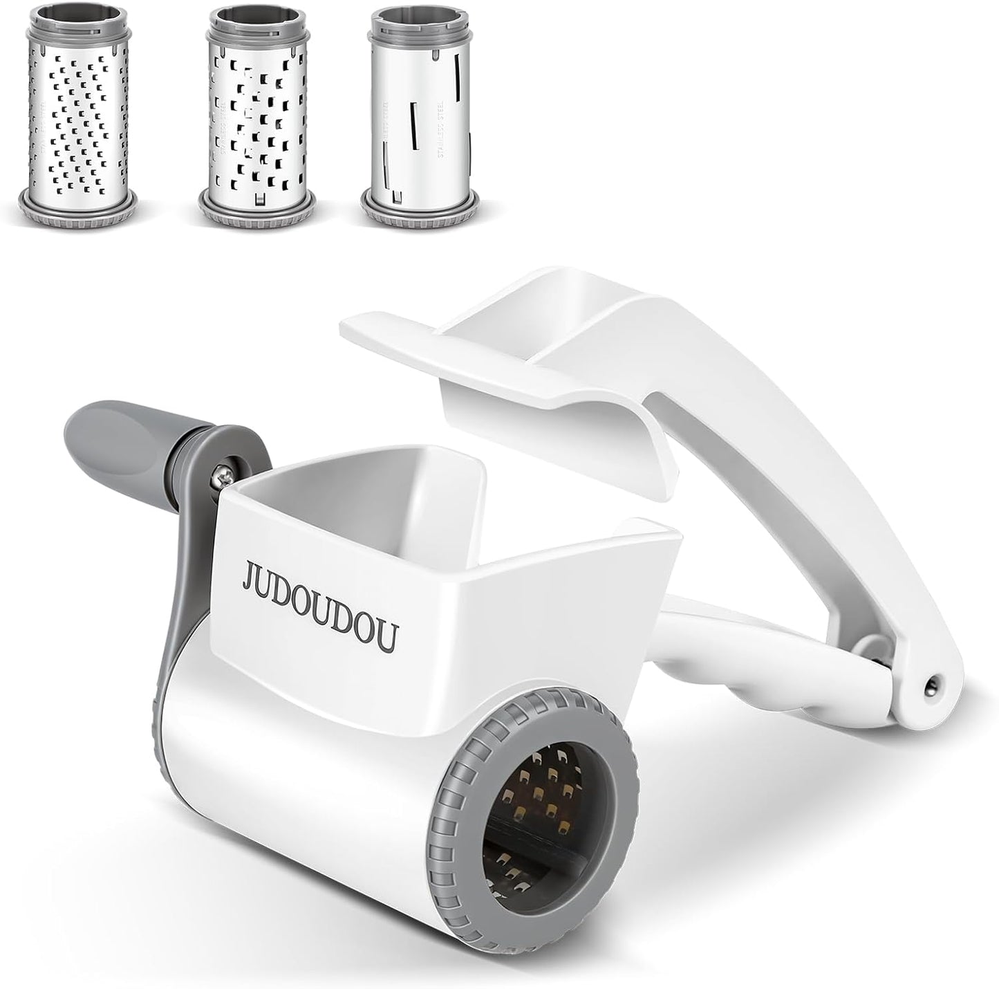 Cheese Grater Hand Crank - Classic Rotary Cheese Grater, Parmesan Cheese Shredder Handheld with 3 Stainless Steel Drums, Can be used for Hard Cheese, Chocolate and Nuts - Dishwasher Safe