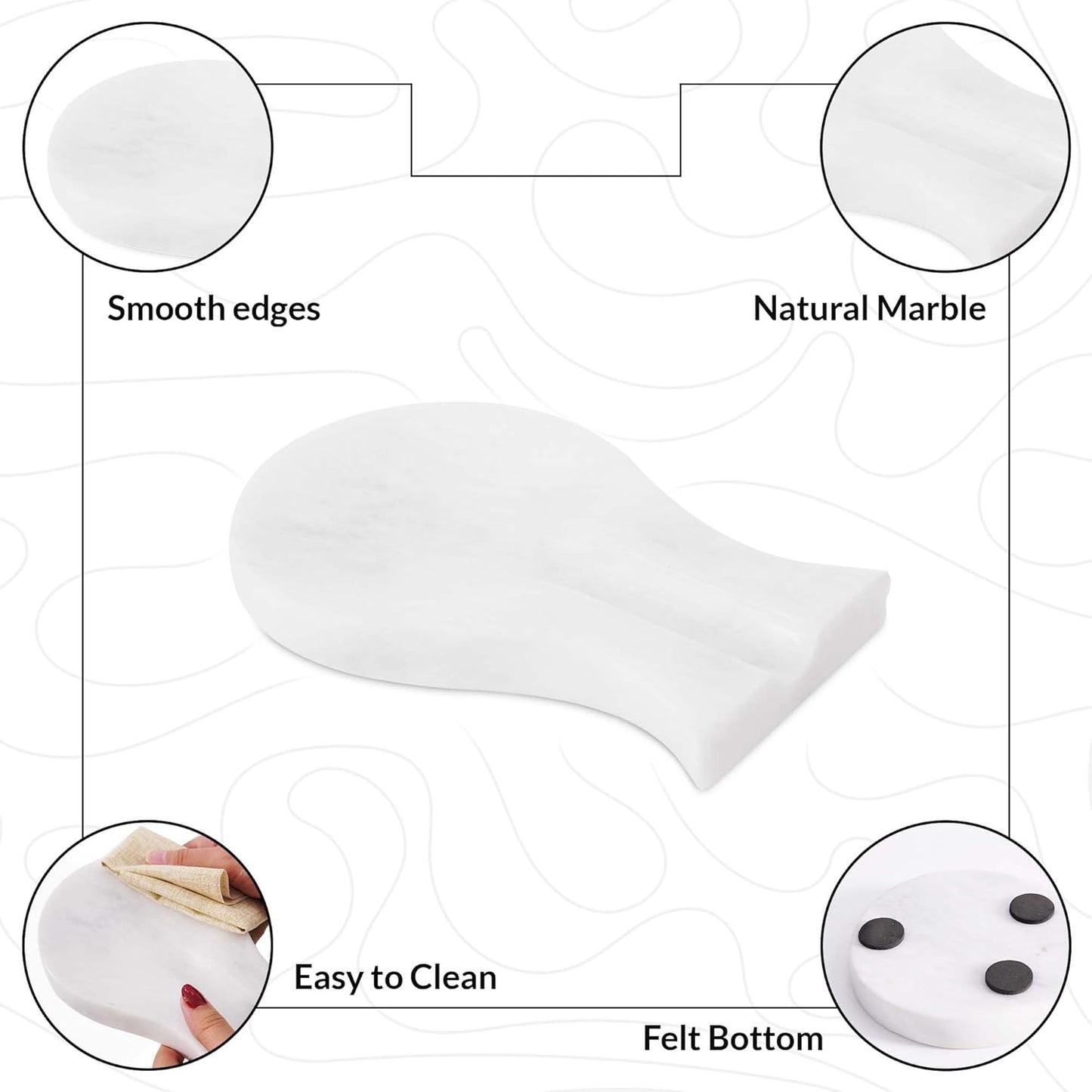 Radicaln Marble Spoon Rest for Stove Top 8" Inches Black Handmade Spoon Holder For Kitchen Utensils, Ideal Heat-Resistant Cooking Utensil Rest, Modern Farmhouse Kitchen Décor