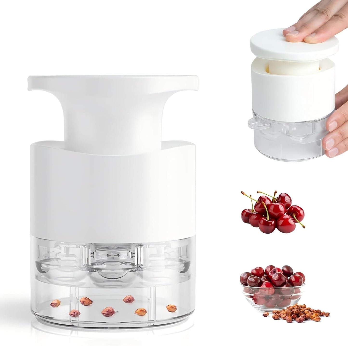 Cherry Pitter - Olive And Other Fruit Tools, Cherry Pitter With a Space-Saving Lock(BLACK)