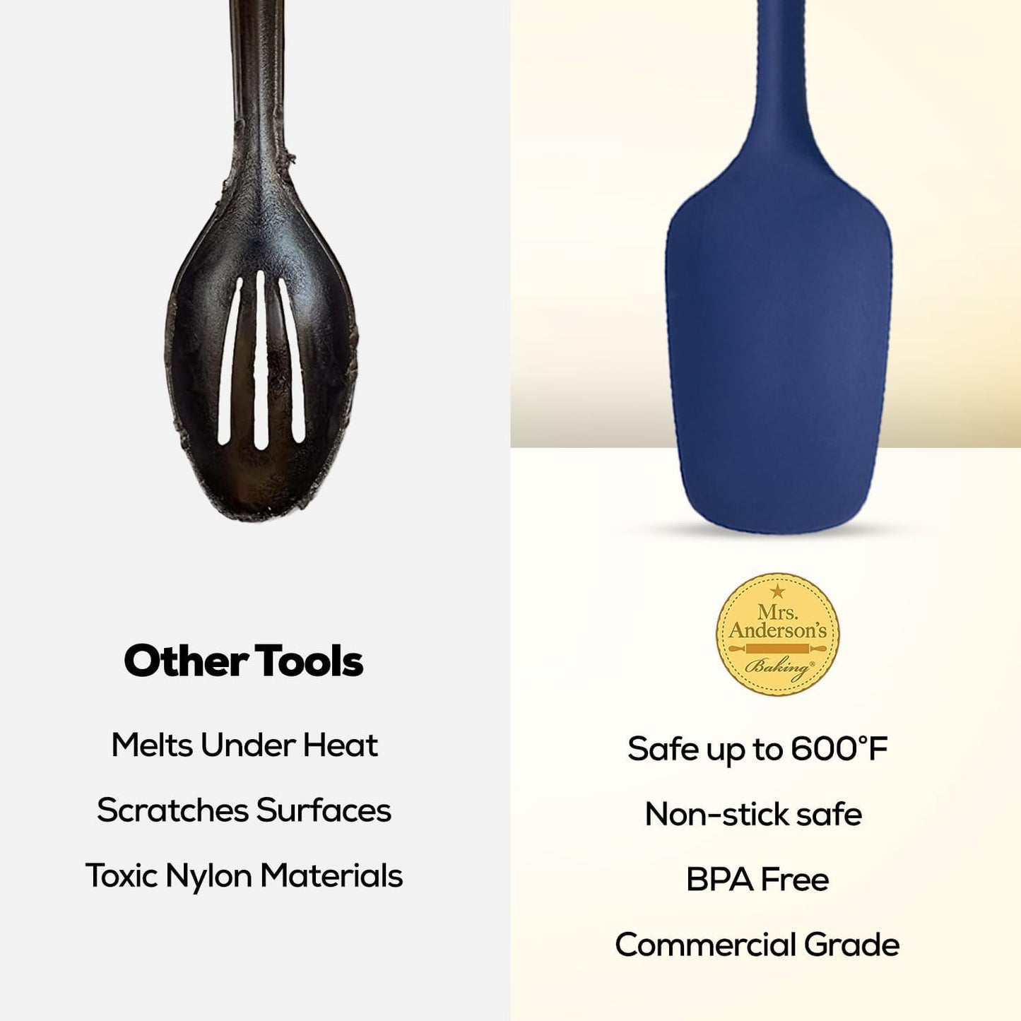 Mrs. Anderson’s Baking Silicone Basting Brush, Non-Stick, Heat Safe, Shed-Proof Bristles, Navy, 1.75-Inches, For Butter, Egg Wash, Glaze, And Baking Prep