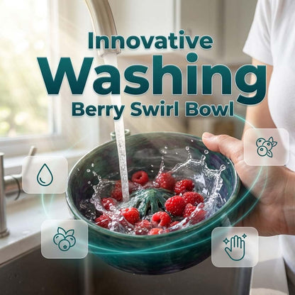 2026 Self Spinning Ceramic Berry Washing Bowl with Drain Holes, 360 Degree Fruit Swirl Colander with Center Cone, Automatic Quick Kitchen Rinse Washer for Berries Vegetables & Fruit Serving