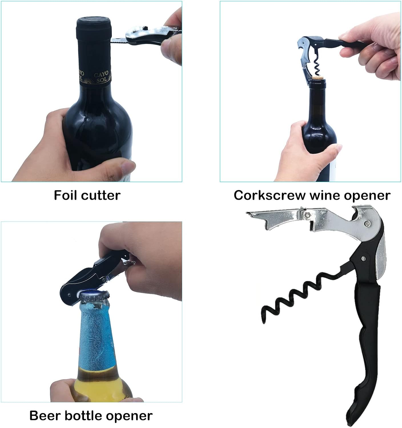 Otstar Jar Opener & Bottle Opener Set for Weak Hands - Multi-Function Kitchen Opener Tool for Seniors with Arthritis, Elderly - Includes Jar Lid Gripper Pad, Corkscrew Opener