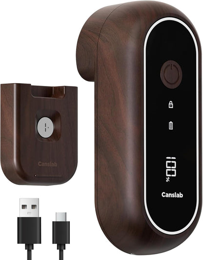 Canslab Turbo Rechargeable Can Opener - Professional Grade Blade, Auto-Stop, LED Battery Life Display, Wall-mountable, Side Cut Electric Can Opener for Smooth Edge, Hands-free Operation,USB-C Charging