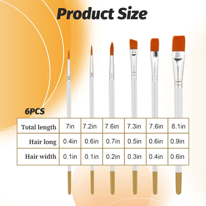 6-Piece Multifunction Nylon Brushes for Cake Decorating, Food Paint, Pastry, Basting, Cooking, Baking