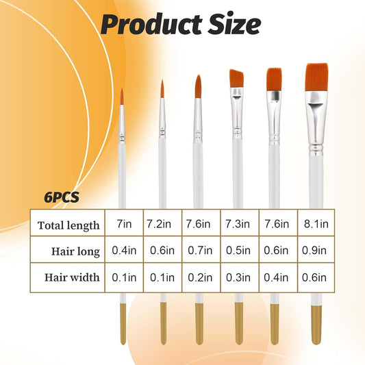 6-Piece Multifunction Nylon Brushes for Cake Decorating, Food Paint, Pastry, Basting, Cooking, Baking