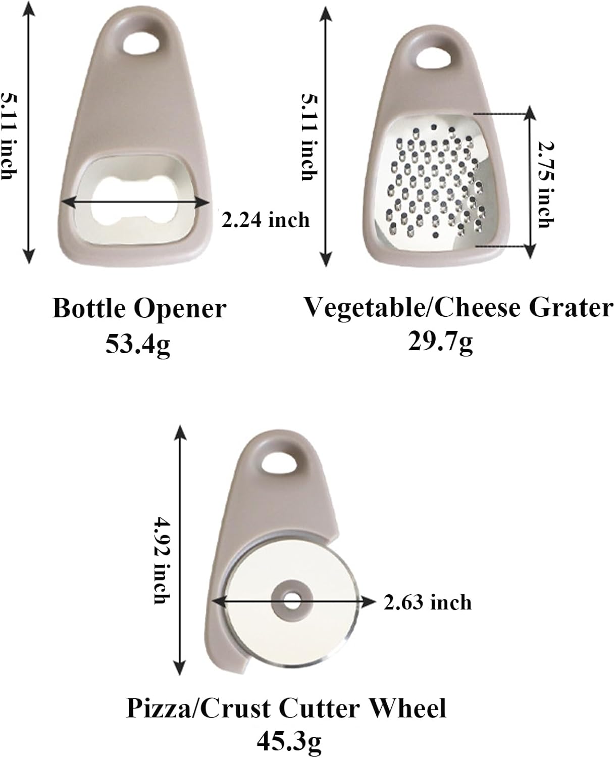 Kitchen Gadgets Set 6 Pieces, Space Saving Cooking Tools Kitchen Accessories-Garlic/Ginger Grinder, Cheese Grater, Vegetable/Fruit Peeler, Pizza Cutter, Herb Stripper, Bottle Opener, Gadgets Gift Set