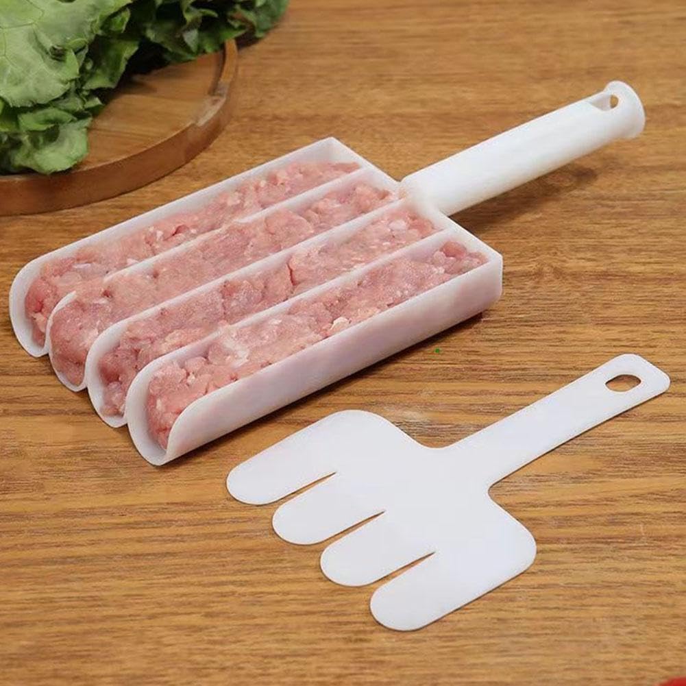White Creative Kitchen Triple Meatball Maker, Meat Ball Scoop with Cutting Spade Ball Maker, None-Stick Meatball Maker Melon Ballers Fruit and Vegetable Tools Kitchen Utensils and Gadgets
