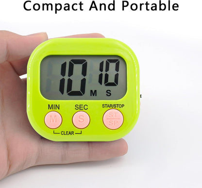 Small Digital Timer for Kitchen Cooking Baking Sports Office Meeting Multi-Function Count Up Countdown Magnetic Backing and ON/Off Switch Desk Electronic Timer (Black)