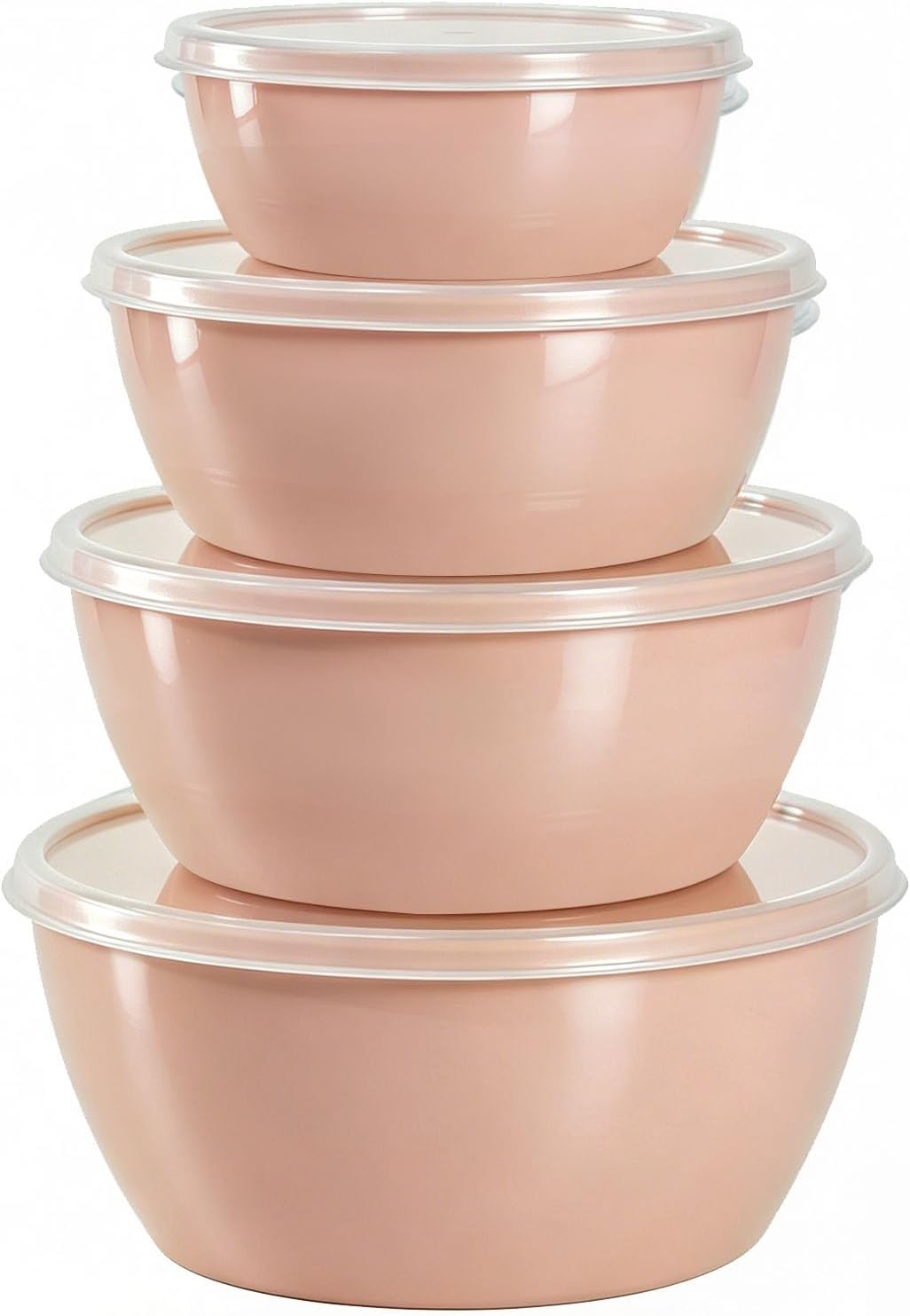 4-Piece Classic Plastic Prep Bowls with Lids, Nesting Plastic Small Mixing Bowl Set for Mixing, Baking, Prepping, Cooking and Serving Food, Microwave and Dishwasher Safe