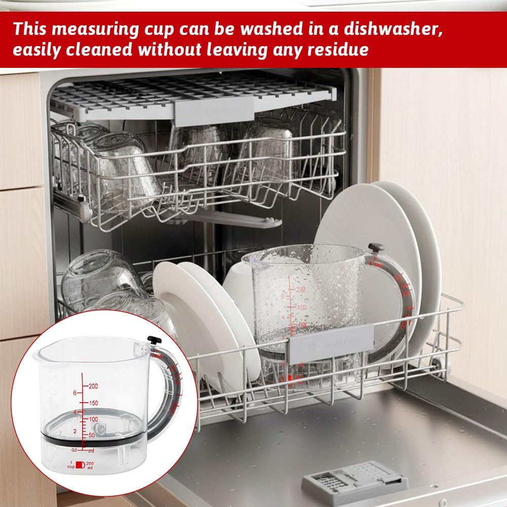 4-in-1 Adjustable Measuring Cup, Multi-Functional Measuring Cup with Adjustable Base & Scraper-Style Seal Base, Space-Saving Easy to Clean for Cooking and Baking & Ingredients