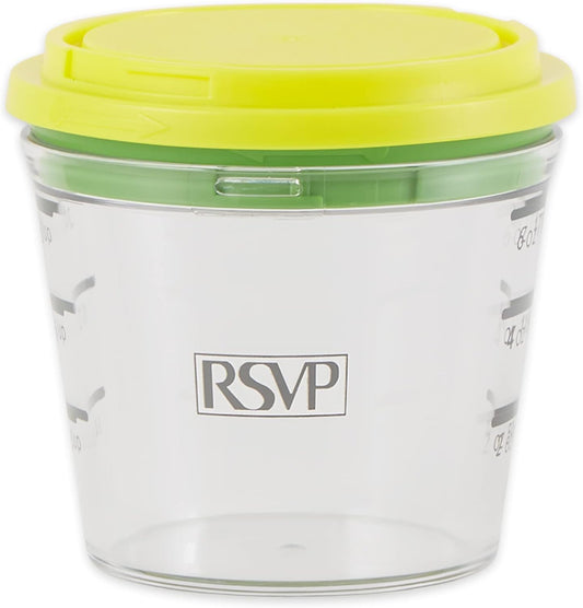 RSVP International Kitchen Collection Multi-Function Zester/Grater, Airtight and Leak Proof Container, Dishwasher Safe, 6 oz Capacity, Yellow