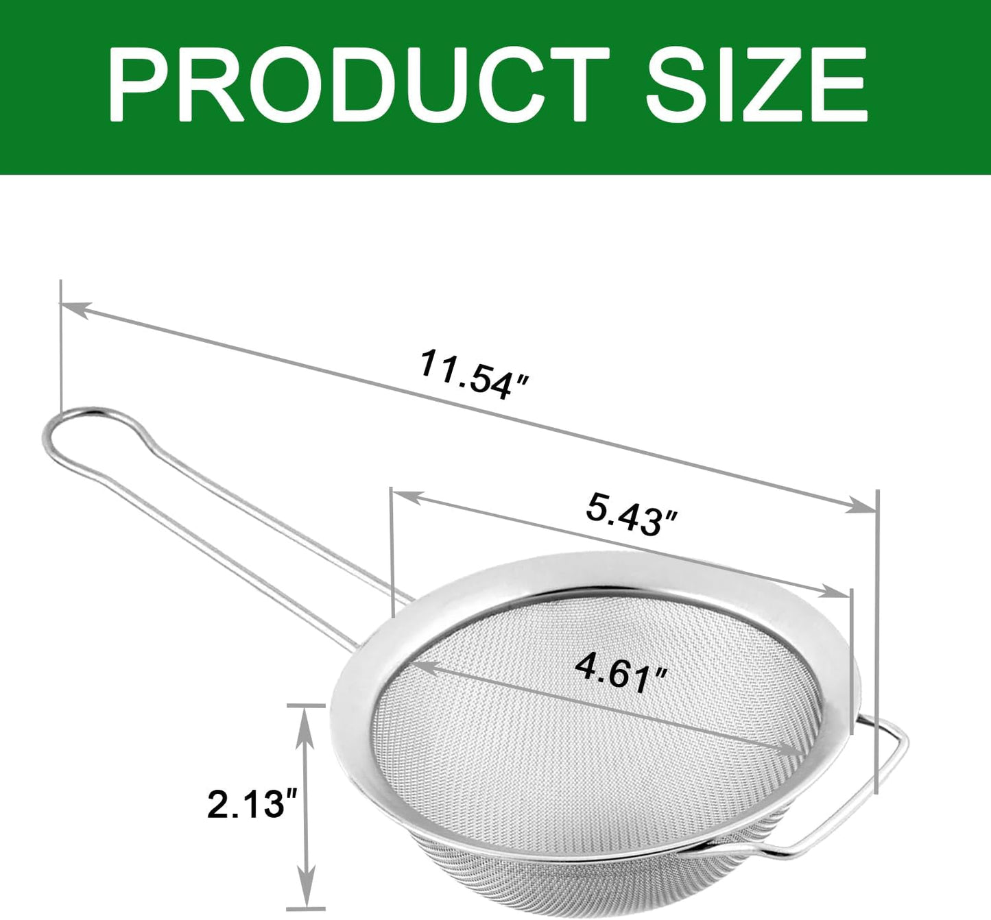 Fine Mesh Strainer with Sturdy Handle, 7.76 Inch Stainless Steel Strainers, Bonus 20x20 Inch Reusable Cotton Cheese Cloths with 4 Hemmed Edges, Sieve Sifter for Straining, Cooking, Baking