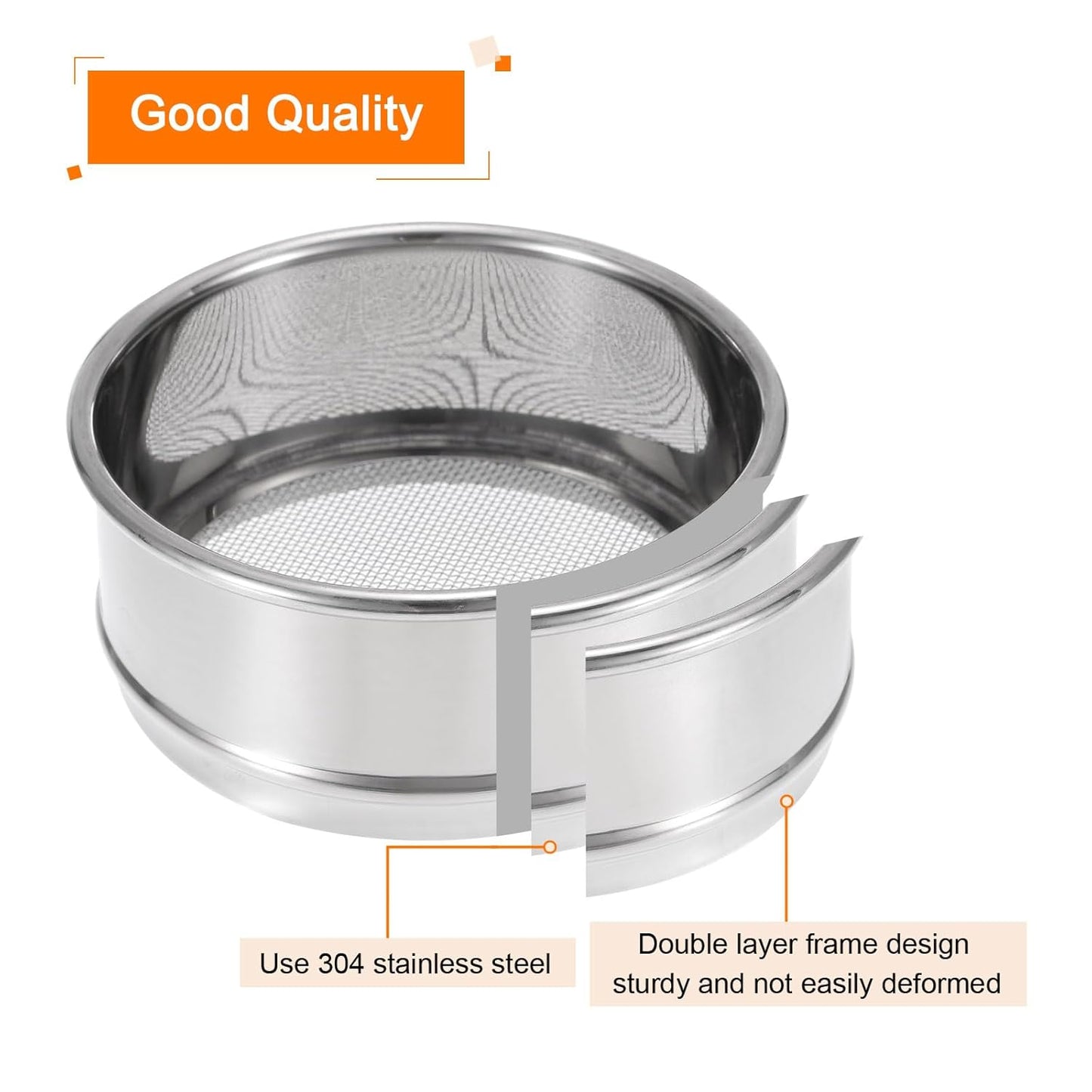 PATIKIL 150 Mesh Lab Sieve, 4" Diameter Test Sieve 304 Stainless Steel Wire Cloth (0.1mm) for Industrial Laboratory