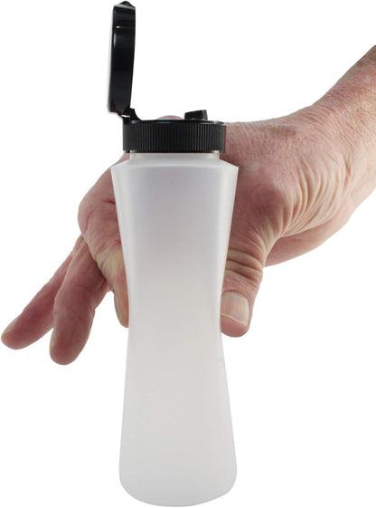 Pinnacle Mercantile Condiment Squeeze Bottles with Flip Top Hinged Black Cap 16 oz Set of 2 (Perfect for Condiments, Sauces, Dressings, BBQ, Ketchup) Made USA
