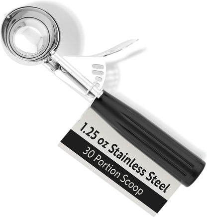 Restaurantware Met Lux 2 Ounce Portion Scoop 1 Trigger Release Cookie Scoop - With Yellow Handle Stainless Steel Disher For Portion Control Scoop Cookie Dough Cupcake Batter Or Ice Cream