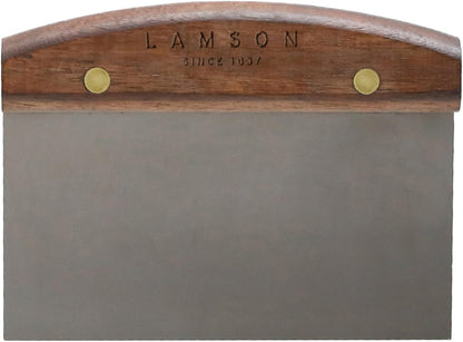 Lamson Kitchen Utensils - 3" x 6" Bench Scraper, High-Carbon Stainless Steel Dough Scraper, Ergonomic Riveted Walnut Handle, Handcrafted, Full-Tang Design, Built to Last
