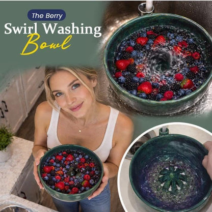 Berry Ceramic Bowl, Ceramic Fruit Washer, Vortex Washing Berry Washing Bowl with Drain Holes, Rinse & Drain Fruit Washing Bowl for Kitchen Prep Berries Grapes Vegetables Home Daily Use (1)