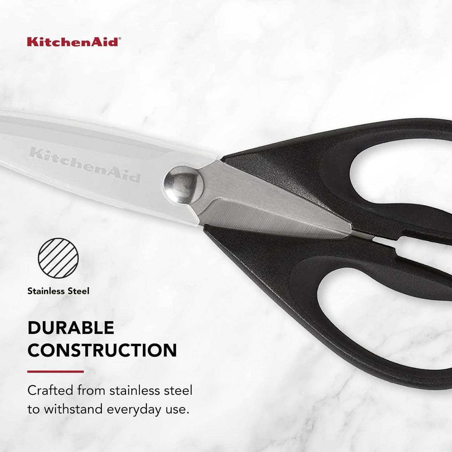 KitchenAid Multipurpose Shear Set, Versatile Scissors with Nutcracker, Bottle Opener, Ergonomic Handles with Protective Blade Covers, 2 Piece