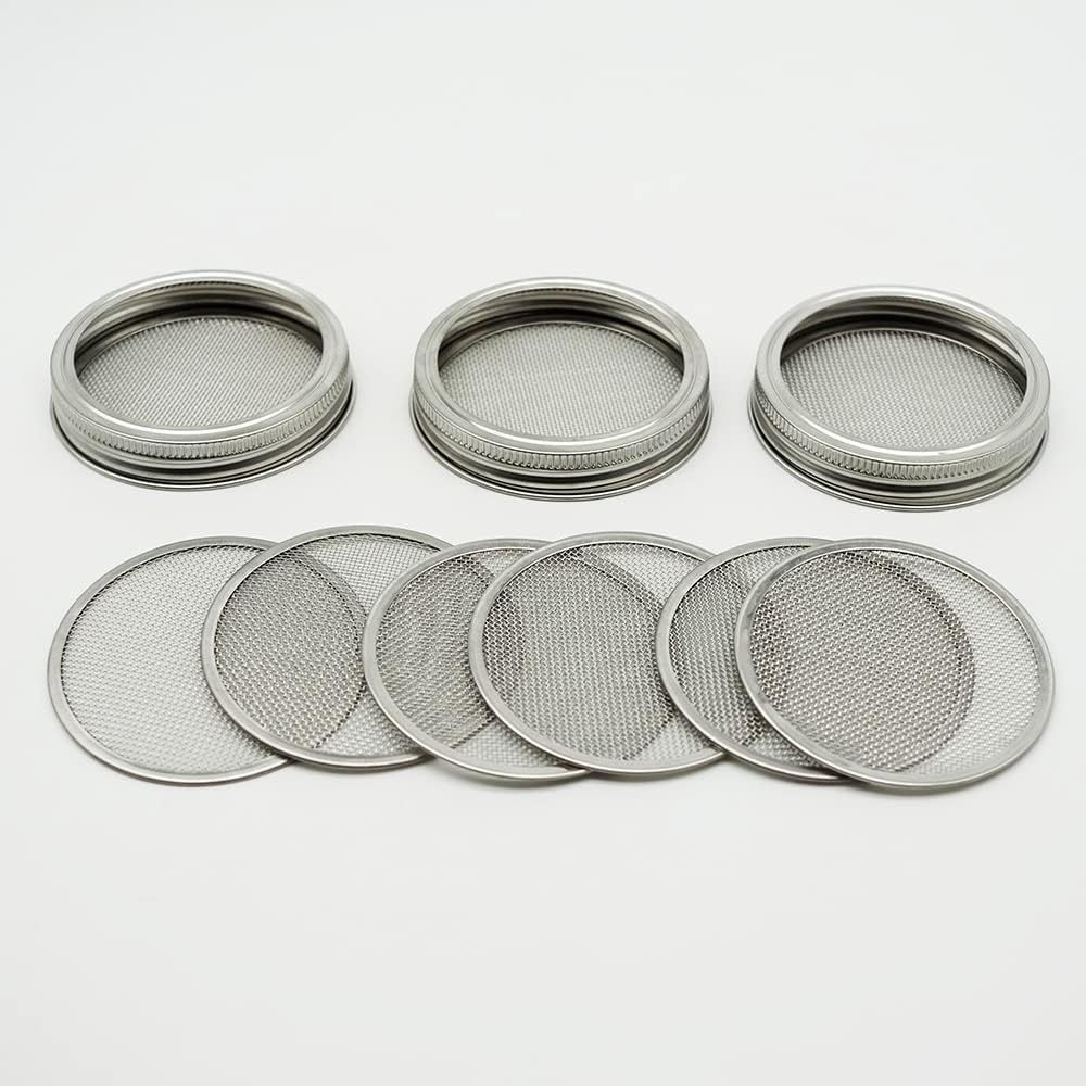 12 Pack Sprouting Lids,304 Stainless Steel Screen Filter Strainer Lid for 2.75 Inch Regular Mouth Mason Jar,Mesh Bean Sprout Sieve Lids,Home Use Alfalfa,Salad,Broccoli,Lentil NO GLASS JAR QurHapzy