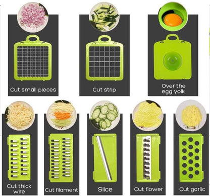 9 Blade All-in-1 Vegetable Chopper With Container, Mandoline Slicer Handheld For Kitchen, Dicing Blades, Coarse Cheese Grater, Grater, Wavy Slicer, Egg Separator, Hand Protector Perfect For Wowen.