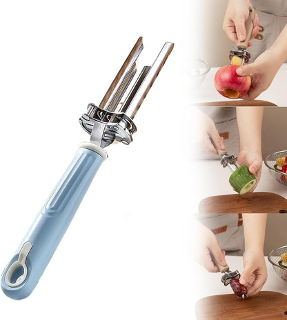 Apple Corer Tool - Stainless Steel Professional Apple Core Remover for Fruits & Vegetables, Multi-Purpose Corer Tool Kitchen with Storage Hook (Khaki)