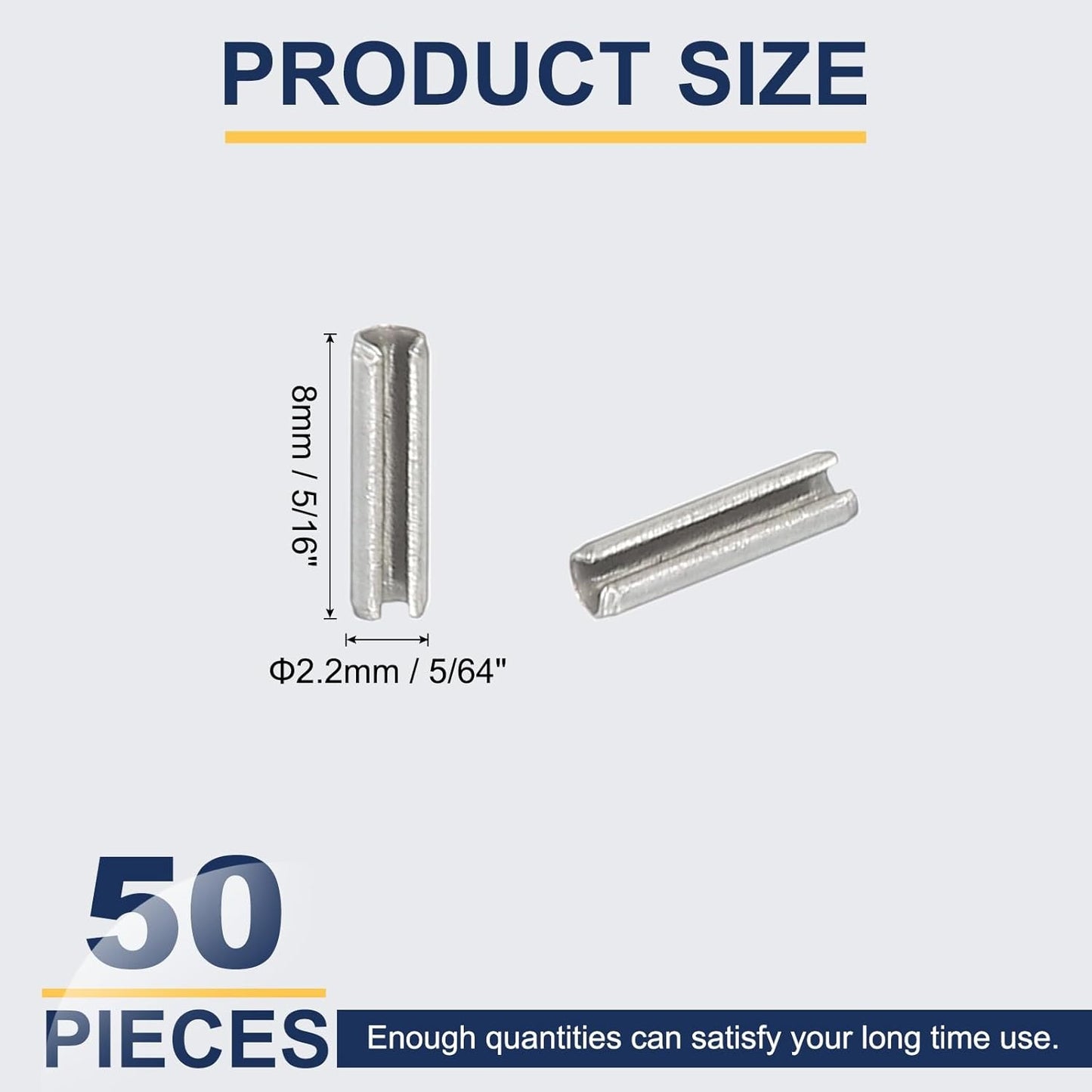 PATIKIL Slotted Spring Pin, 50 Pcs 1/8" x 3/4" (3.2mm x 20mm) 304 Stainless Steel Split Roll Pins Spring Dowel for Home Improvement Automotive Machine Repair, Silver - Colors A