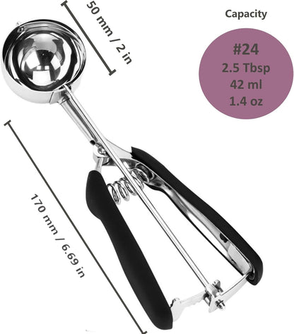 Ice Cream Scoop, 18/8 Stainless Steel Cookie Scoop, Cookie Scoops for Baking, 2 Tbsp/ 30 ml/ 1 oz Cookie Dough Scoop, Ice Cream Scooper with Trigger Release, Cookie Scooper for Baking