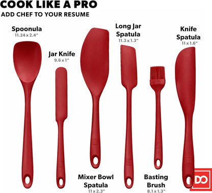All New DI ORO 6-Piece Silicone Spatula Set - Rubber Kitchen Utensils for Baking, Cooking & Mixing - Heat-Resistant 600°F BPA Free Spatulas for Nonstick Cookware - Dishwasher Safe (Black)
