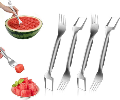 Watermelon cutter, two-in-one stainless steel fruit slicer, upgraded portable watermelon fork, a small fruit fork-slicer tool suitable for use in households, gatherings, camping and kitchens.(1pcs)