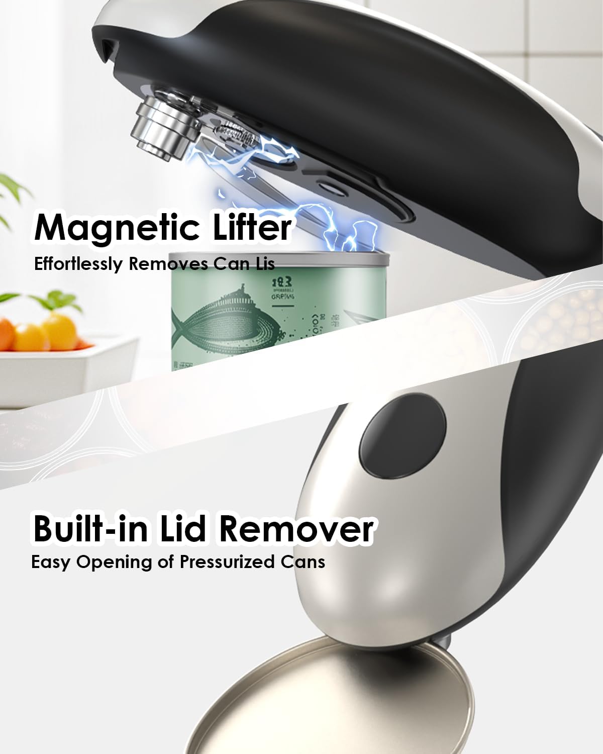 Electric Can Opener for Seniors - One Touch Automatic Kitchen Gadget, Smooth Edge Design for Safety & Arthritis-Friendly Use, Works with All Can Sizes
