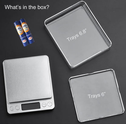 Food Scale Digital Weight Grams and Ounces, 0.001oz/0.01g 500g Kitchen Scale for Food with Backlight LCD Display, Tare, 9 Units, Auto Off, 2 Trays, Batteries Included - Stainless Steel