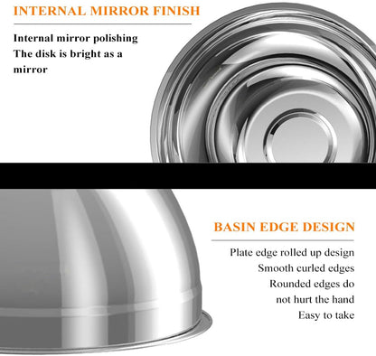Mixing Bowls, 5Pcs Stainless Steel Mixing Bowl Set, Utensils for the Kitchen, Multifunctional, Stackable, Dishwasher Safe, 3.75L / 3.25L / 2.5L / 2L / 1.3L (With lid)