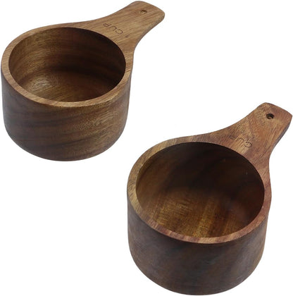Oedema 2 Pcs Wooden Measuring Cup 1/4 Cup Mini Coffee Scoop Kitchen Measure Tool Measuring Spoon for Coffee Beans Tea