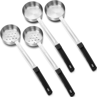 Teenyyou 4 Pcs Portion Control Serving Spoons Portion Control Spoons Ladle Scoops Food Measuring Utensils Proportion Manage Slotted and Unslotted Scoops for Weight Loss(Green,4oz)