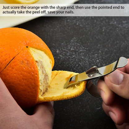 Stainless Steel Orange Peeler Set, Kitchen Fruit Skin Removal Tool, Silver Citrus Peeler Ring with Sharp End, 4 Pack