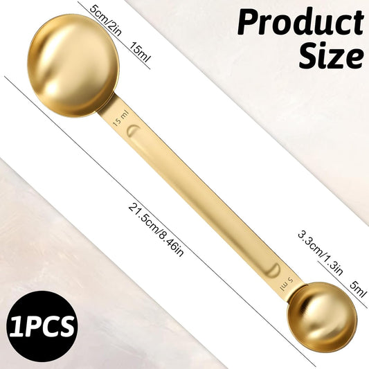 Thinp Tablespoon Measuring Spoon, Stainless Steel Coffee Scoop 1 Tsp (5ml) & 1 Tbsp (15ml) Double Ended Teaspoon and Tablespoon Scoop for Cooking Baking Kitchen Gadgets (Silver)