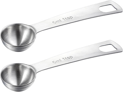 2 PCS Measuring Spoons Tablespoon Measuring Spoon 1/6 Tbsp (1/2 tsp | 2.5 ml | 2.5 cc | 1/12 oz) Mini Spoons Stainless Steel Measuring Spoons for Kitchen Cooking Spoon(Silver)