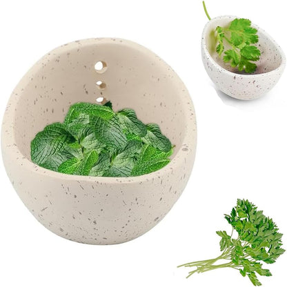 Pottery Herb Stripper Bowl, Handmade Herb Stripper Bowl with Multi-Size Holes, Efficient Kitchen Tool for Salads & Cooking (Green)