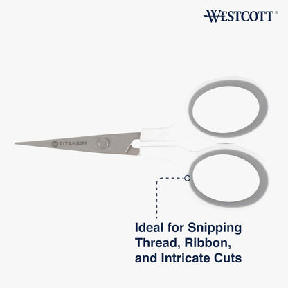 Westcott 5-Inch Micro-Tip Fabric Scissors with Titanium-Bonded Blades - Craft Scissors for Paper and Fabric, Sewing, and More