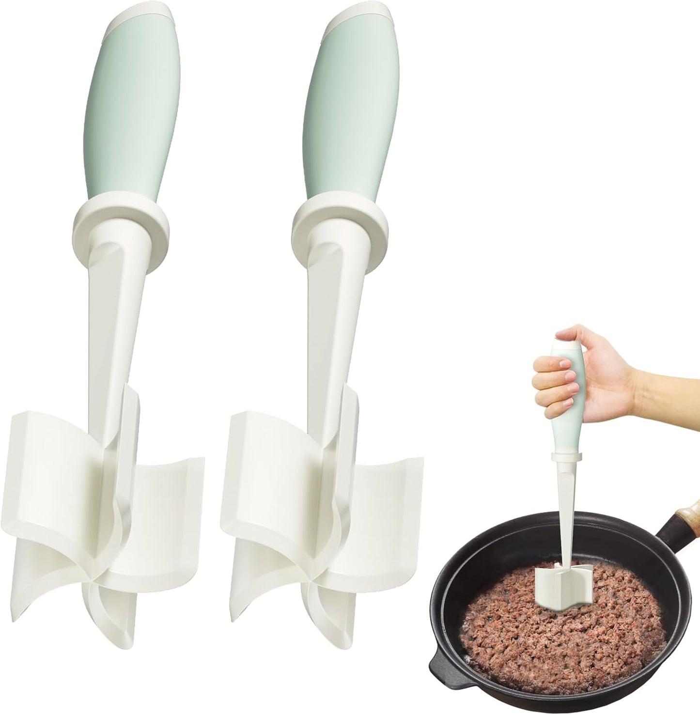 Upgrade Meat Chopper, Heat Resistant Meat Masher for Hamburger, Ground Beef Smasher, Nylon Hamburger Grinder Utensil for Ground Beef, Non Stick Mix Ground Chopper, Mix and Chop Potato Masher Tool