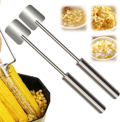 Corn Cob Peeler Tool, 2025 New Corn Stripper for Corns on the Cob, Manual Stainless Steel Corns Stripping Cutter with Long Handle for Quick Kernel Removal in Home Kitchen Use (2)