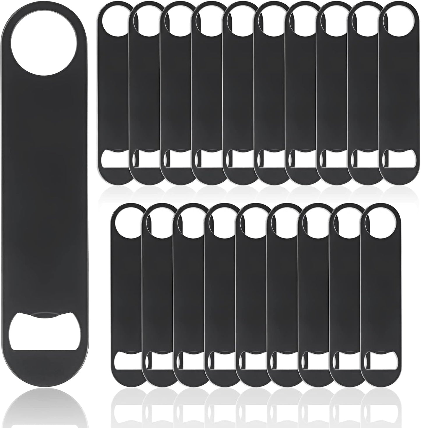 QTLCOHD 20 Pack Flat Bottle Opener 7 Inch Stainless Steel Bottle Openers Bulk Black Beer Bottle Opener Bartender for Kitchen Bar or Restaurant