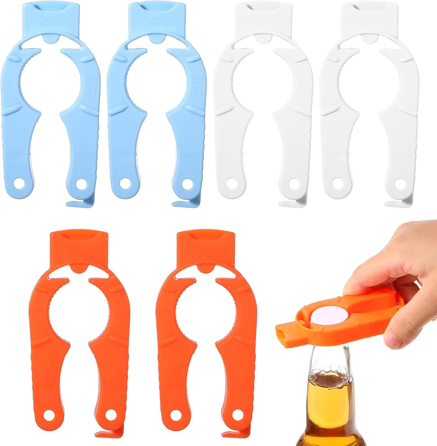 8 Pcs Water Bottle Opener Plastic Bottle Cap Opener Multi-Purpose Orange Soda Can Openers Plastic Jar Grip for Weak Hands Home Kitchen Camping Outdoor Adventure