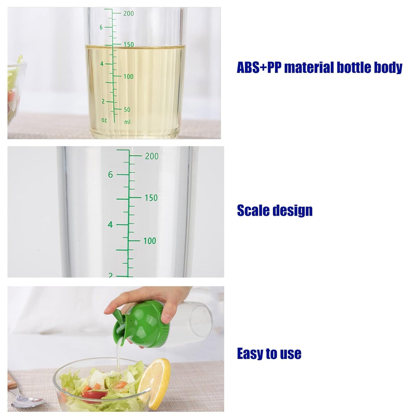 Yosoo Health Gear Salad Dressing Shaker 200ml, Leakproof Sauce Dispenser Bottle With One-Handed Lever Lid For Kitchen Oil Vinegar And Marinade Storage