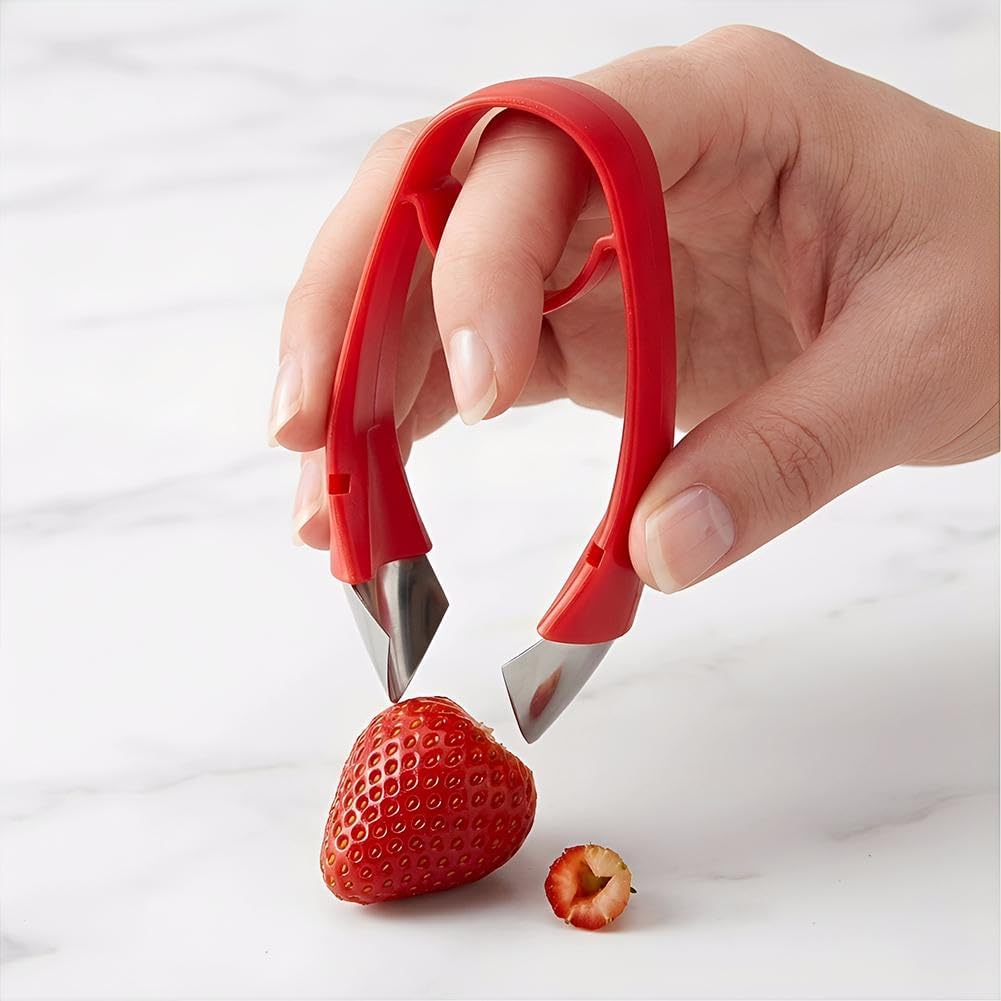 Strawberry Huller Stem Remover, Pineapple Corer Tool, Stainless Steel Tomato Corer and Fruit Veggie Hulling Tool for Pineapple Eyes, Non-Slip Ergonomic Kitchen Gadget for Berry Prep, Baking, Salad