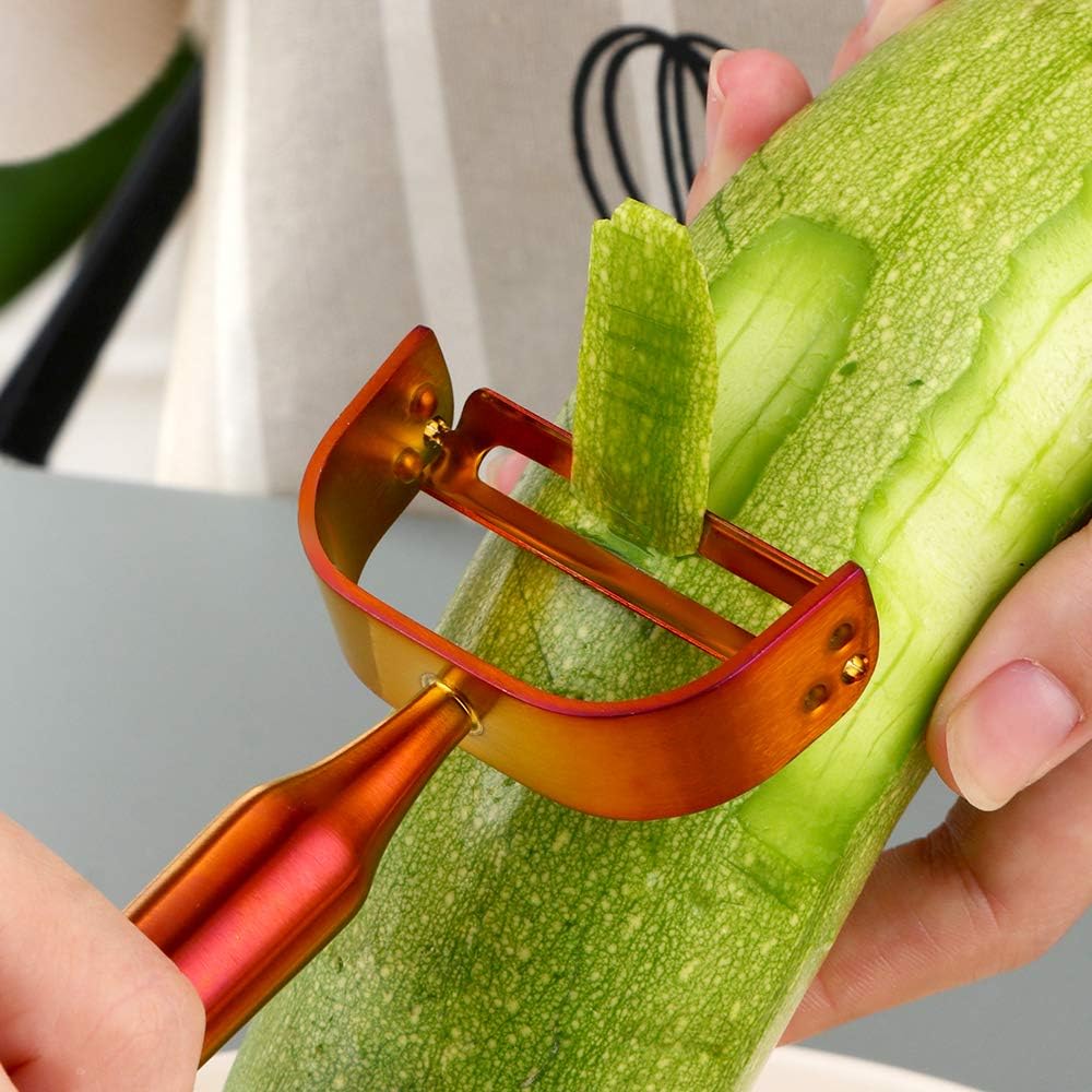 Stainless Steel Vegetable Peeler Gold 2 Pieces, with Potato Eye Remover & Swiveling Twin Blades, Y Shaped Titan Potato Peeler for Fruit & Veggie, Dishwasher Safe